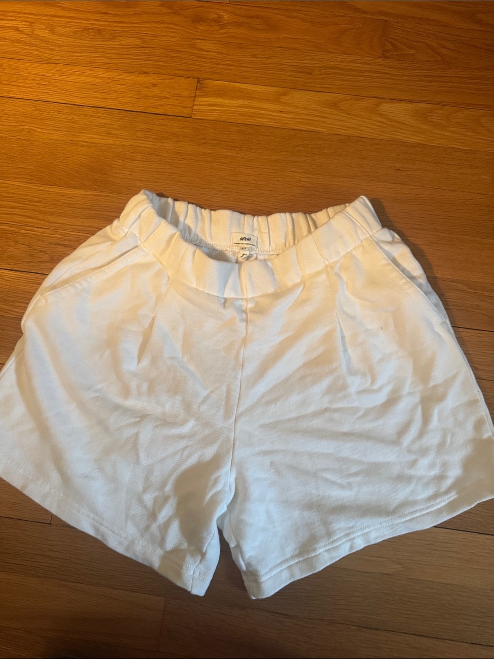 aerie White High-Waist Elastic Lounge Shorts